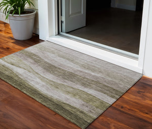 Homeroots 3' Blush And Brown Abstract Washable Area Rug For Indoor And Outdoor Use - Stylish And Durable Design 3' X 5' Polyester 605001