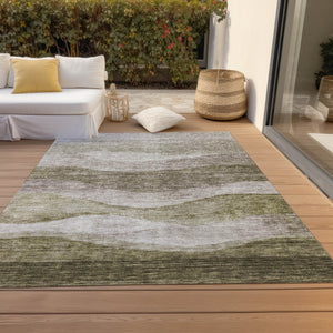 Homeroots 3' Blush And Brown Abstract Washable Area Rug For Indoor And Outdoor Use - Stylish And Durable Design 3' X 5' Polyester 605001
