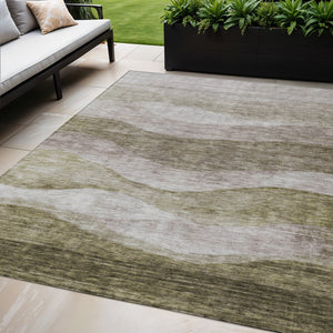 Homeroots 3' Blush And Brown Abstract Washable Area Rug For Indoor And Outdoor Use - Stylish And Durable Design 5' X 8' Polyester 605002