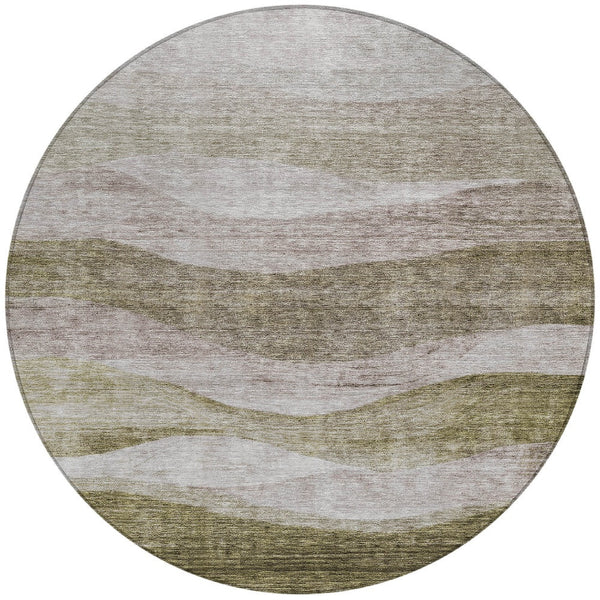 Homeroots 3' Blush And Brown Abstract Washable Area Rug For Indoor And Outdoor Use - Stylish And Durable Design 8' Round Polyester 605003