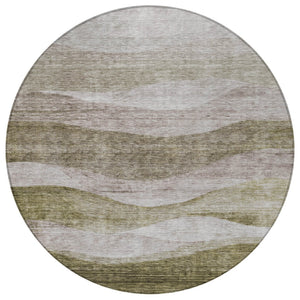 Homeroots 3' Blush And Brown Abstract Washable Area Rug For Indoor And Outdoor Use - Stylish And Durable Design 8' Round Polyester 605003