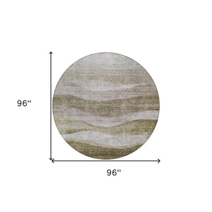 Homeroots 3' Blush And Brown Abstract Washable Area Rug For Indoor And Outdoor Use - Stylish And Durable Design 8' Round Polyester 605003