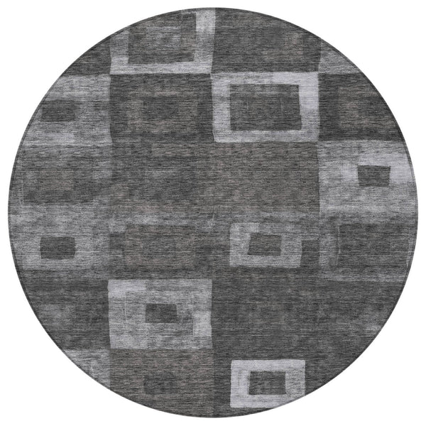 Homeroots 3' Stylish Beige Gold & Denim Blue Geometric Indoor-outdoor Area Rug - Durable, Washable & Versatile 8' Round Polyester 605015