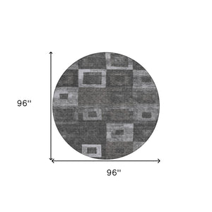 Homeroots 3' Stylish Beige Gold & Denim Blue Geometric Indoor-outdoor Area Rug - Durable, Washable & Versatile 8' Round Polyester 605015