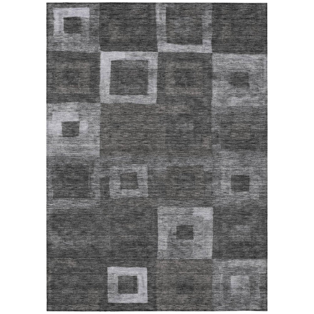 HomeRoots 9' X 12' Modern Black and Gray Geometric Washable Area Rug - Stylish, Durable, Indoor/Outdoor Use! 605017