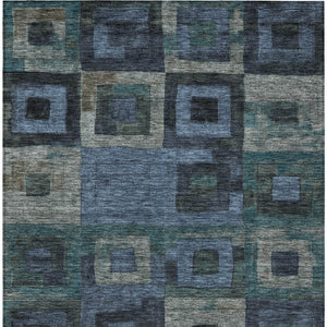 Homeroots 3' Stylish Beige Gold & Denim Blue Geometric Indoor-outdoor Area Rug - Durable, Washable & Versatile 10' X 14' Polyester 605024