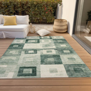 Homeroots 3' Stylish Beige Gold & Denim Blue Geometric Indoor-outdoor Area Rug - Durable, Washable & Versatile 3' X 5' Polyester 605031
