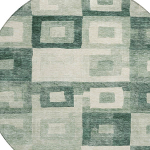 Homeroots 3' Stylish Beige Gold & Denim Blue Geometric Indoor-outdoor Area Rug - Durable, Washable & Versatile 8' Round Polyester 605033