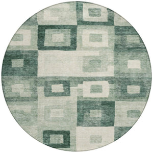 Homeroots 3' Stylish Beige Gold & Denim Blue Geometric Indoor-outdoor Area Rug - Durable, Washable & Versatile 8' Round Polyester 605033