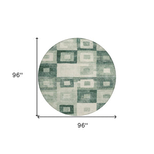 Homeroots 3' Stylish Beige Gold & Denim Blue Geometric Indoor-outdoor Area Rug - Durable, Washable & Versatile 8' Round Polyester 605033