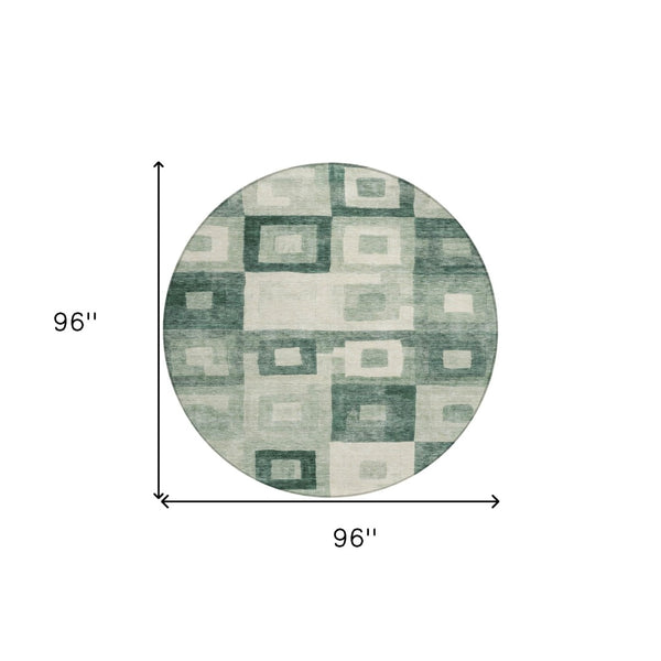 Homeroots 3' Stylish Beige Gold & Denim Blue Geometric Indoor-outdoor Area Rug - Durable, Washable & Versatile 8' Round Polyester 605033