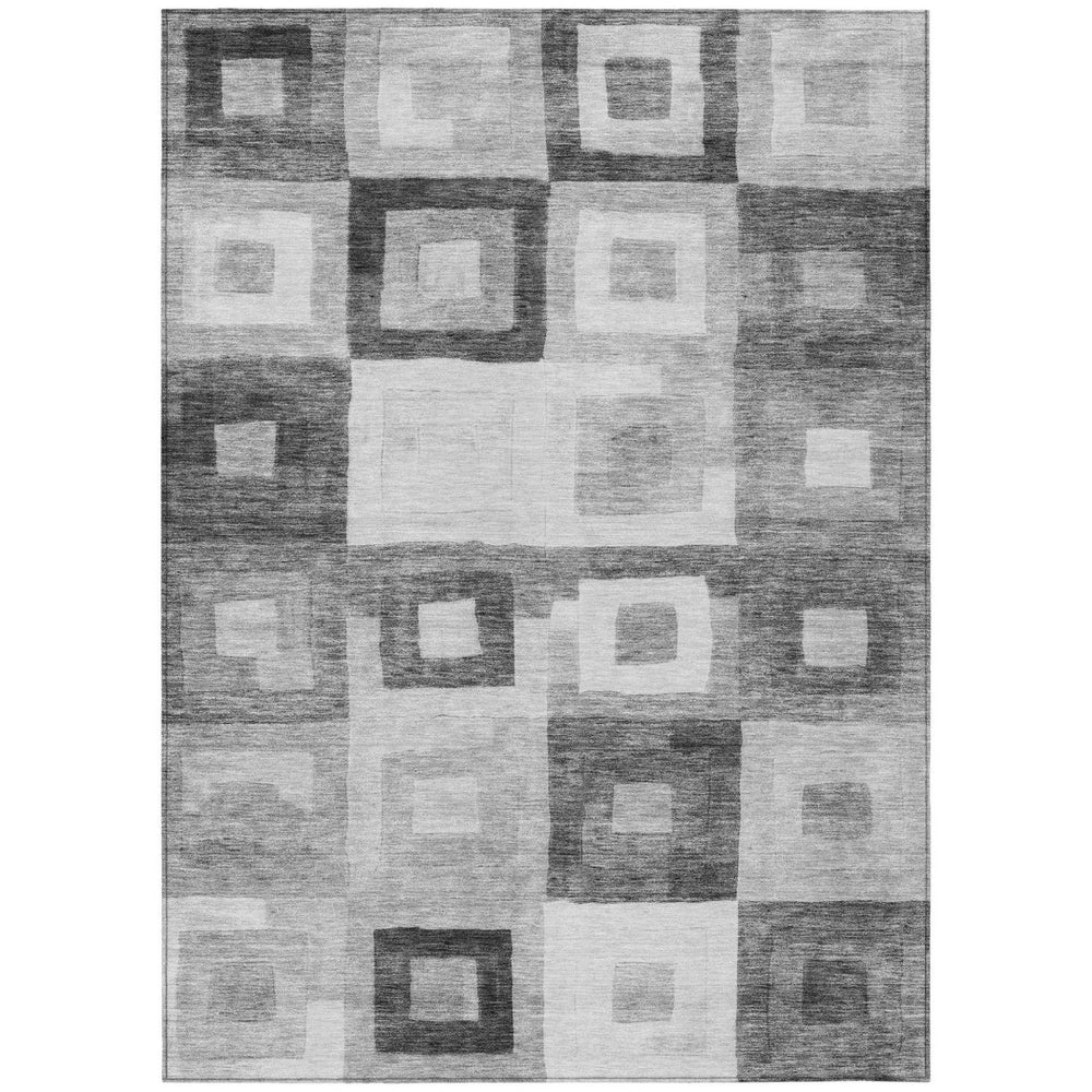 HomeRoots 5' Gray and Charcoal Geometric Washable Area Rug - Durable, Stylish for Indoor and Outdoor Spaces 5' X 8' 605038