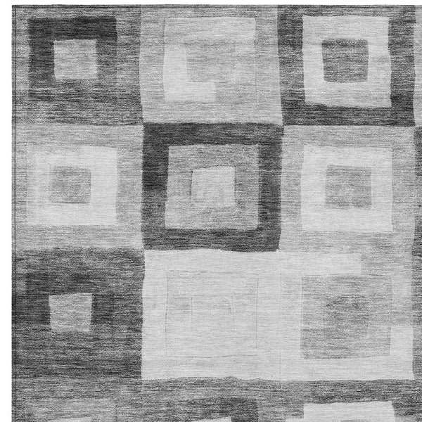 Homeroots 3' Stylish Beige Gold & Denim Blue Geometric Indoor-outdoor Area Rug - Durable, Washable & Versatile 5' X 8' Polyester 605038