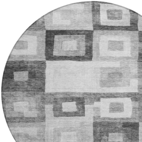 Homeroots 3' Stylish Beige Gold & Denim Blue Geometric Indoor-outdoor Area Rug - Durable, Washable & Versatile 8' Round Polyester 605039