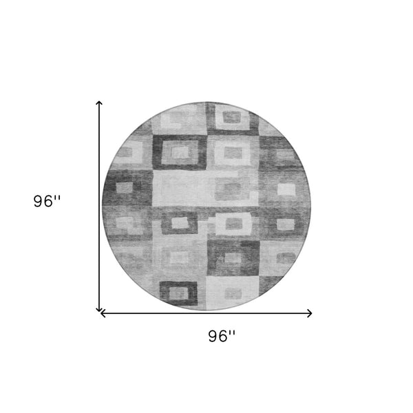 Homeroots 3' Stylish Beige Gold & Denim Blue Geometric Indoor-outdoor Area Rug - Durable, Washable & Versatile 8' Round Polyester 605039