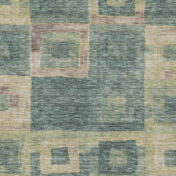 Homeroots 3' Stylish Beige Gold & Denim Blue Geometric Indoor-outdoor Area Rug - Durable, Washable & Versatile 3' X 5' Polyester 605049