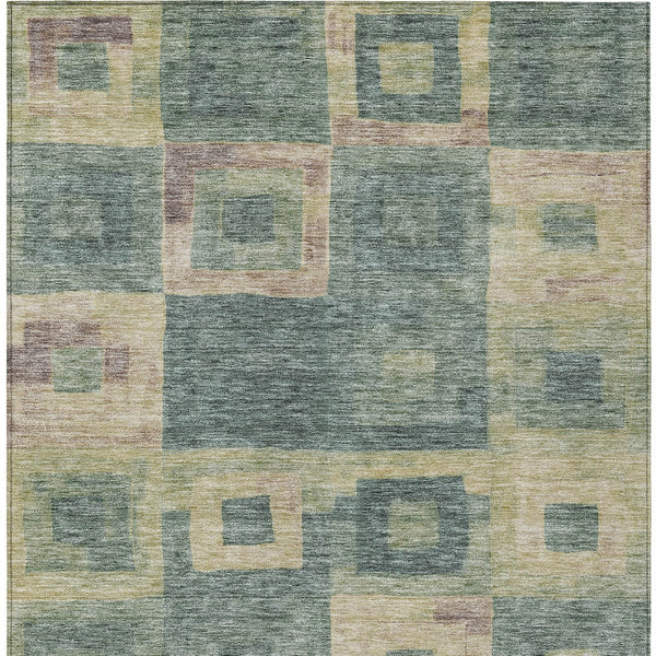 Homeroots 3' Stylish Beige Gold & Denim Blue Geometric Indoor-outdoor Area Rug - Durable, Washable & Versatile 5' X 8' Polyester 605050