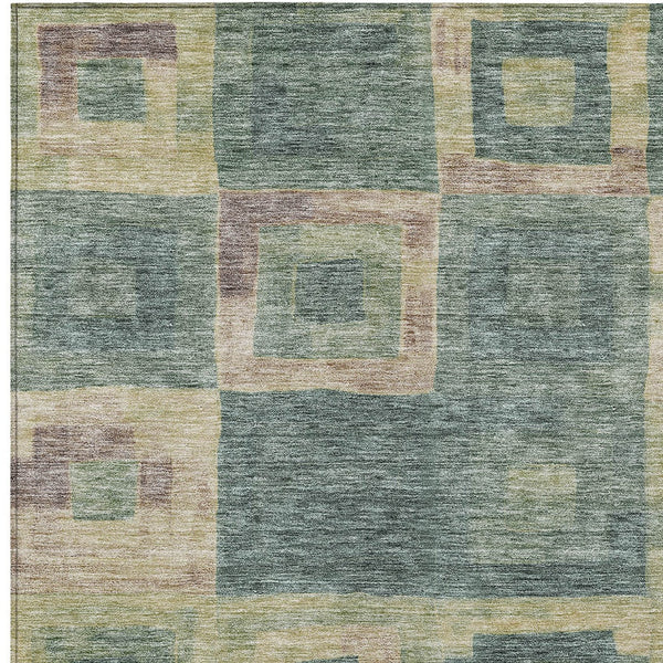 Homeroots 3' Stylish Beige Gold & Denim Blue Geometric Indoor-outdoor Area Rug - Durable, Washable & Versatile 8' X 10' Polyester 605052