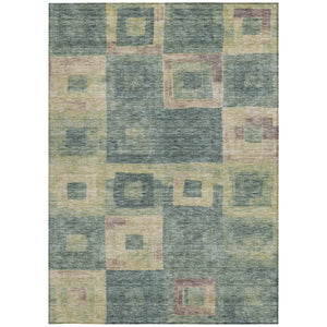 Homeroots 3' Stylish Beige Gold & Denim Blue Geometric Indoor-outdoor Area Rug - Durable, Washable & Versatile 10' X 14' Polyester 605054