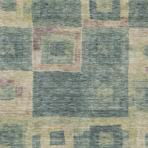 Homeroots 3' Stylish Beige Gold & Denim Blue Geometric Indoor-outdoor Area Rug - Durable, Washable & Versatile 10' X 14' Polyester 605054