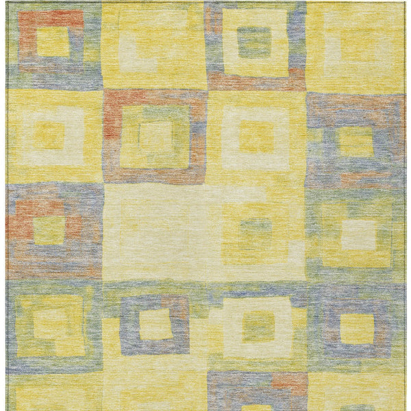 Homeroots 3' Stylish Beige Gold & Denim Blue Geometric Indoor-outdoor Area Rug - Durable, Washable & Versatile 3' X 5' Polyester 605055