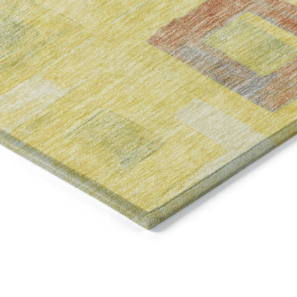 Homeroots 3' Stylish Beige Gold & Denim Blue Geometric Indoor-outdoor Area Rug - Durable, Washable & Versatile 5' X 8' Polyester 605056