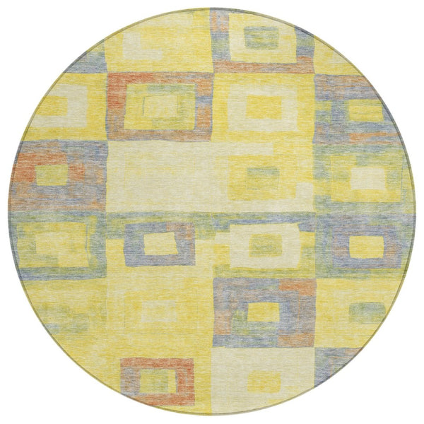 HomeRoots 5' Vibrant Geometric Washable Area Rug for Indoor and Outdoor Spaces - Durable, Easy-Care Design 8' Round 605057