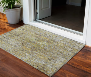 Homeroots 3' Artichoke Green And Beige Floral Washable Area Rug – Perfect For Indoor And Outdoor Spaces! 3' X 5' Polyester 605061