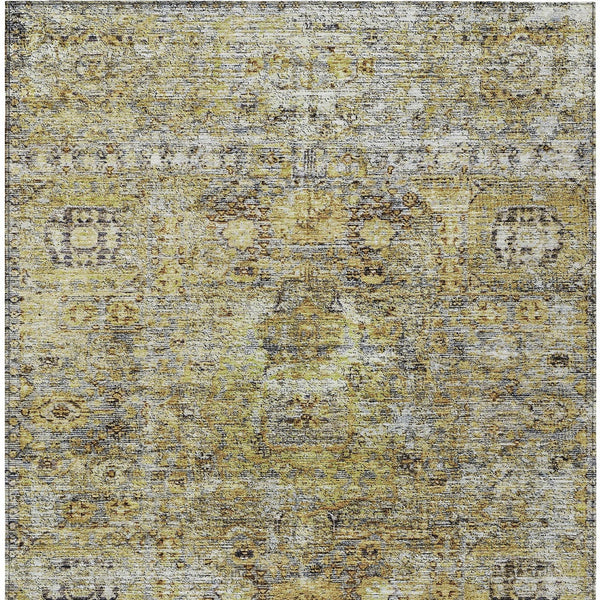 Homeroots 3' Artichoke Green And Beige Floral Washable Area Rug – Perfect For Indoor And Outdoor Spaces! 3' X 5' Polyester 605061