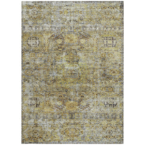 Homeroots 3' Artichoke Green And Beige Floral Washable Area Rug – Perfect For Indoor And Outdoor Spaces! 5' X 8' Polyester 605062