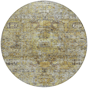 Homeroots 3' Artichoke Green And Beige Floral Washable Area Rug – Perfect For Indoor And Outdoor Spaces! 8' Round Polyester 605063