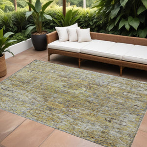 Homeroots 3' Artichoke Green And Beige Floral Washable Area Rug – Perfect For Indoor And Outdoor Spaces! 8' X 10' Polyester 605064