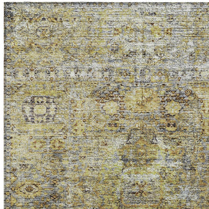 Homeroots 3' Artichoke Green And Beige Floral Washable Area Rug – Perfect For Indoor And Outdoor Spaces! 8' X 10' Polyester 605064