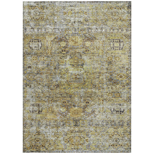 Homeroots 3' Artichoke Green And Beige Floral Washable Area Rug – Perfect For Indoor And Outdoor Spaces! 9' X 12' Polyester 605065