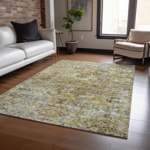 Homeroots 3' Artichoke Green And Beige Floral Washable Area Rug – Perfect For Indoor And Outdoor Spaces! 9' X 12' Polyester 605065