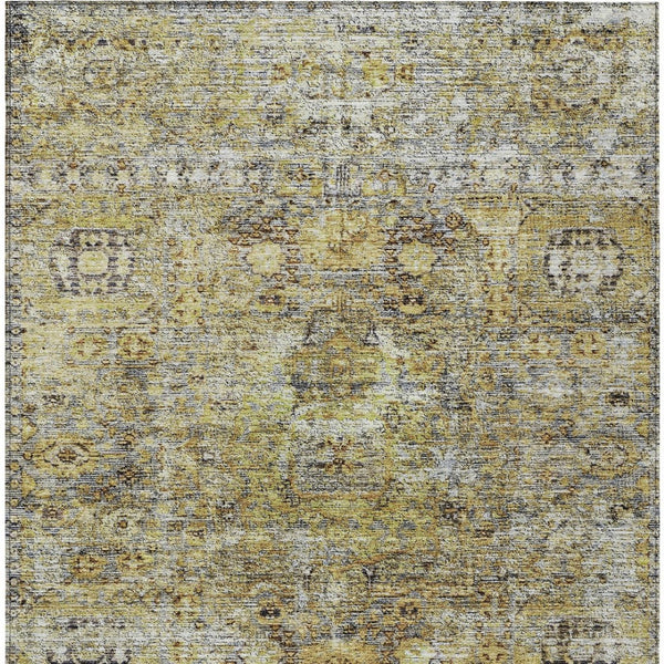 Homeroots 3' Artichoke Green And Beige Floral Washable Area Rug – Perfect For Indoor And Outdoor Spaces! 10' X 14' Polyester 605066