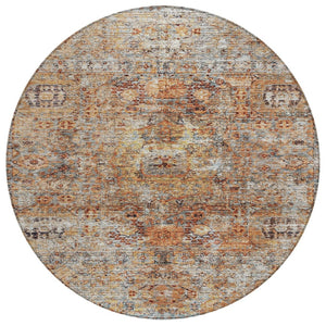 HomeRoots 5' Timeless Floral Coral Terra Cotta Area Rug - Durable, Washable Indoor Outdoor Design for Any Space 8' Round 605069