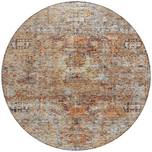 Homeroots 3' Artichoke Green And Beige Floral Washable Area Rug – Perfect For Indoor And Outdoor Spaces! 8' Round Polyester 605069