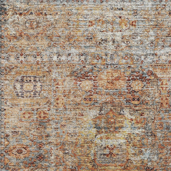 Homeroots 3' Artichoke Green And Beige Floral Washable Area Rug – Perfect For Indoor And Outdoor Spaces! 8' X 10' Polyester 605070