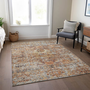 Homeroots 3' Artichoke Green And Beige Floral Washable Area Rug – Perfect For Indoor And Outdoor Spaces! 10' X 14' Polyester 605072