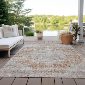 Homeroots 3' Inviting Blue And Gray Floral Washable Area Rug For Indoor And Outdoor Spaces, Durable Design 5' X 8' Polyester 605080