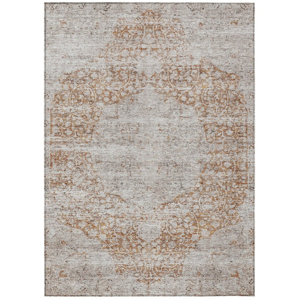 HomeRoots 5' Copper and Beige Floral Area Rug - Durable, Washable Design Perfect for Indoor and Outdoor Spaces 5' X 8' 605080