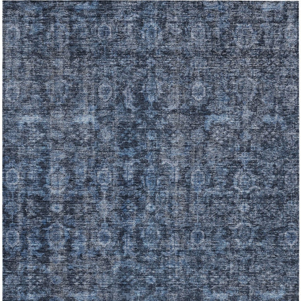 Homeroots 3' Durable Blue And Black Damask Washable Area Rug For Indoor And Outdoor Spaces, Versatile Style 3' X 5' Polyester 605085