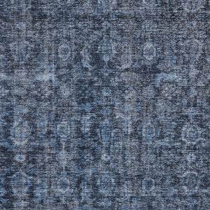 Homeroots 3' Durable Blue And Black Damask Washable Area Rug For Indoor And Outdoor Spaces, Versatile Style 3' X 5' Polyester 605085