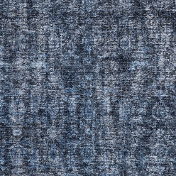 Homeroots 3' Durable Blue And Black Damask Washable Area Rug For Indoor And Outdoor Spaces, Versatile Style 3' X 5' Polyester 605085