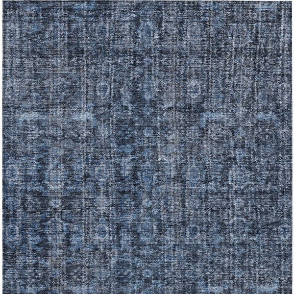 Homeroots 3' Durable Blue And Black Damask Washable Area Rug For Indoor And Outdoor Spaces, Versatile Style 5' X 8' Polyester 605086