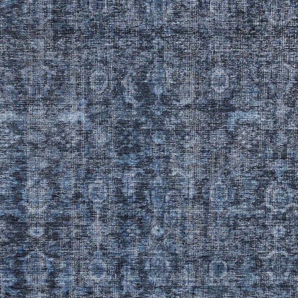 Homeroots 3' Durable Blue And Black Damask Washable Area Rug For Indoor And Outdoor Spaces, Versatile Style 9' X 12' Polyester 605089