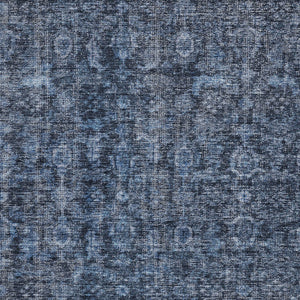 Homeroots 3' Durable Blue And Black Damask Washable Area Rug For Indoor And Outdoor Spaces, Versatile Style 10' X 14' Polyester 605090