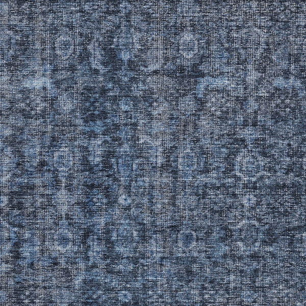 Homeroots 3' Durable Blue And Black Damask Washable Area Rug For Indoor And Outdoor Spaces, Versatile Style 10' X 14' Polyester 605090