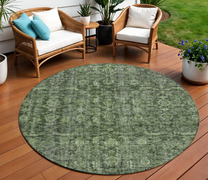 Homeroots 3' Durable Blue And Black Damask Washable Area Rug For Indoor And Outdoor Spaces, Versatile Style 8' Round Polyester 605093